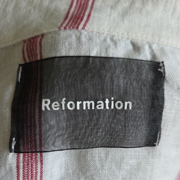 Reformation Ivory Shirt with Crimson Stripes M - Picture 5 of 5